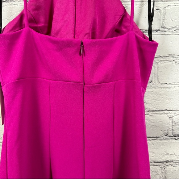 Aqua Formal Scuba Crepe Sheath Dress Fitted Above Knee Lined Bright Pink 0 NWT - Picture 11 of 11